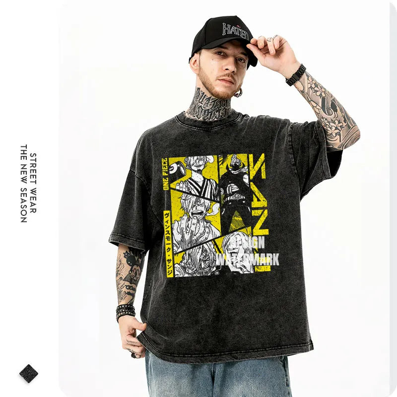 Anime One Piece T-Shirt Vintage Washed