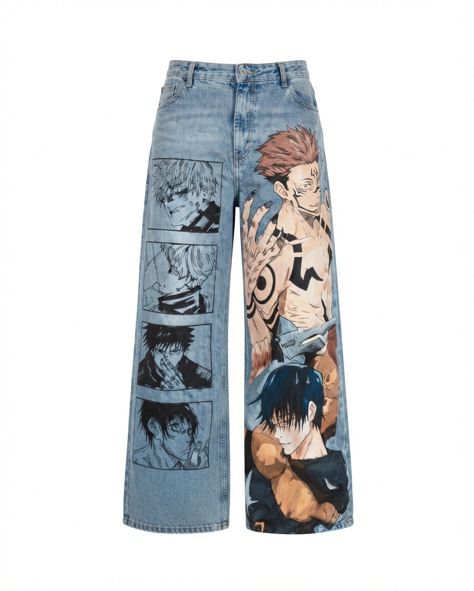 Jujutsu Kaisen "Toji and Sukuna" Graphic Printed Jeans