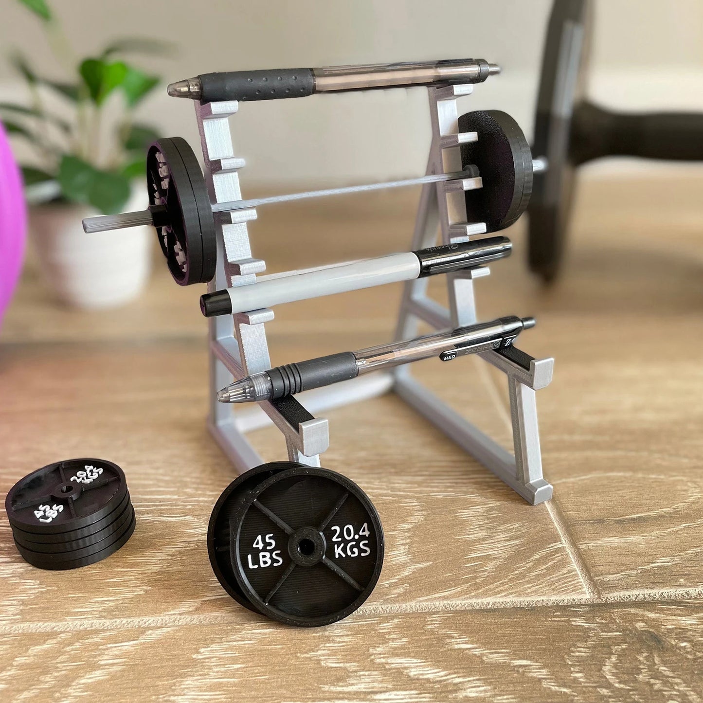 Pencil Holder For Desk Barbell Rack Display Holder
