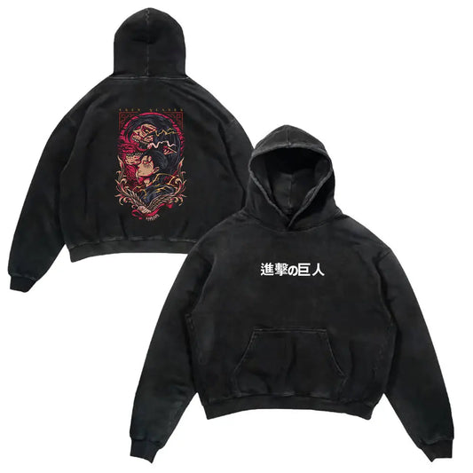 Attack On Titan Vintage Washed Oversized Hoodies