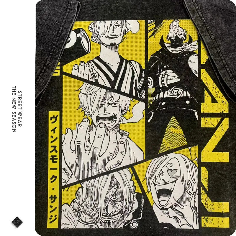 Anime One Piece T-Shirt Vintage Washed