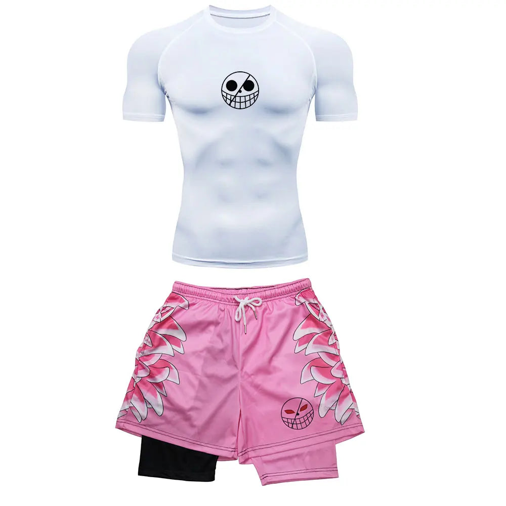 One Piece 'Donquixote Doflamingo' Compression Shirt and Shorts