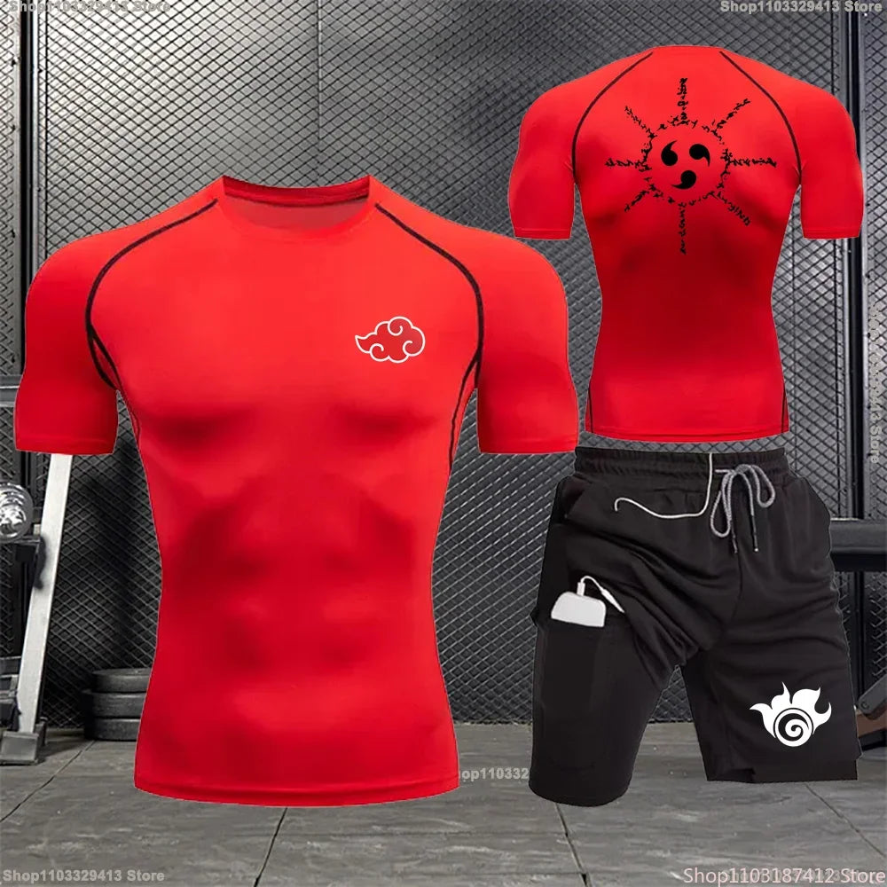 Naruto "Akatsuki" Compression Shirt and Shorts Set