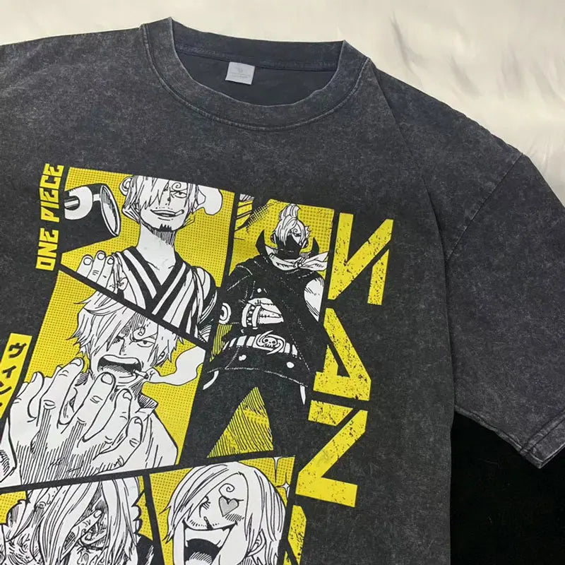 Anime One Piece T-Shirt Vintage Washed