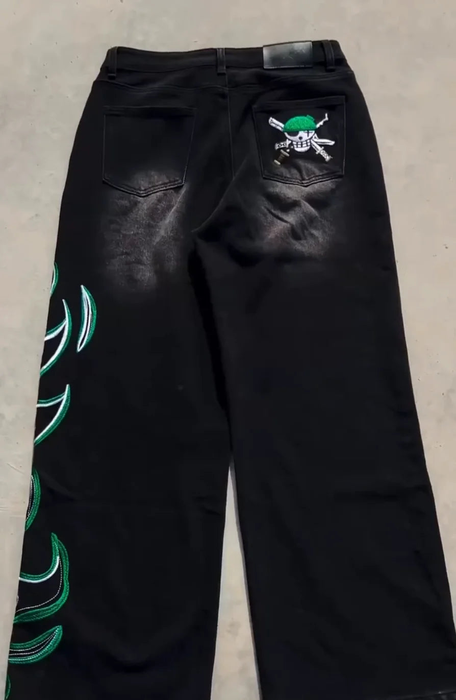 Anime One Piece "Zoro" Black Jeans