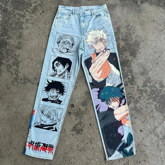 Gojo and Toji Graphic Printed Jeans