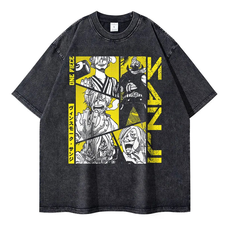 Anime One Piece T-Shirt Vintage Washed