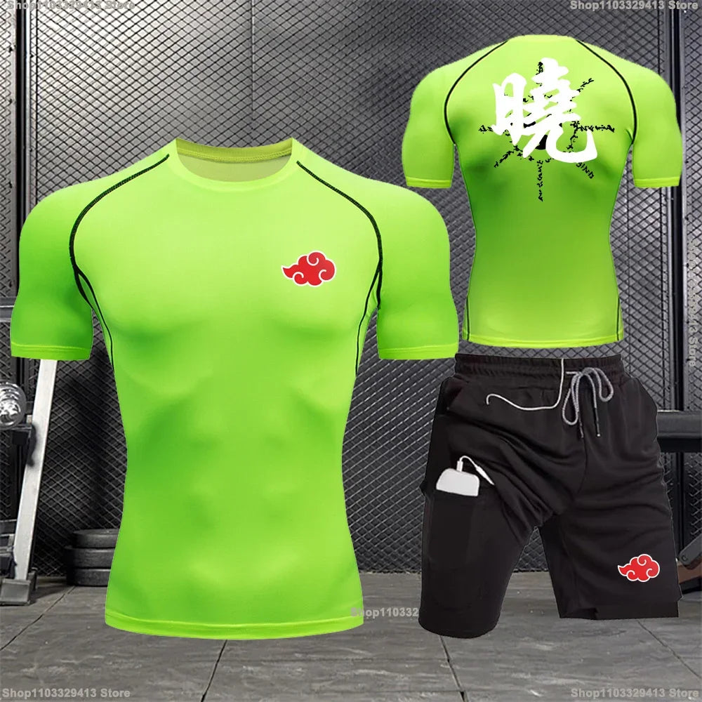 Naruto "Akatsuki" Compression Shirt and Shorts Set