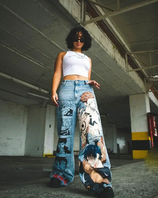 Jujutsu Kaisen "Toji and Sukuna" Graphic Printed Jeans