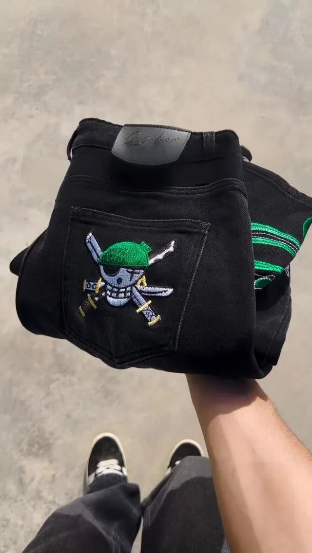 Anime One Piece "Zoro" Black Jeans