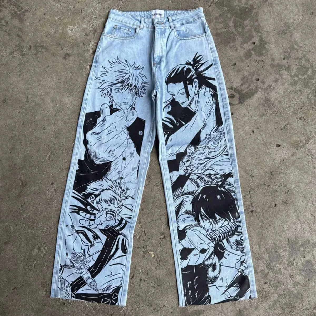 Anime Jujutsu Kaisen Light Blue Denim Jeans
