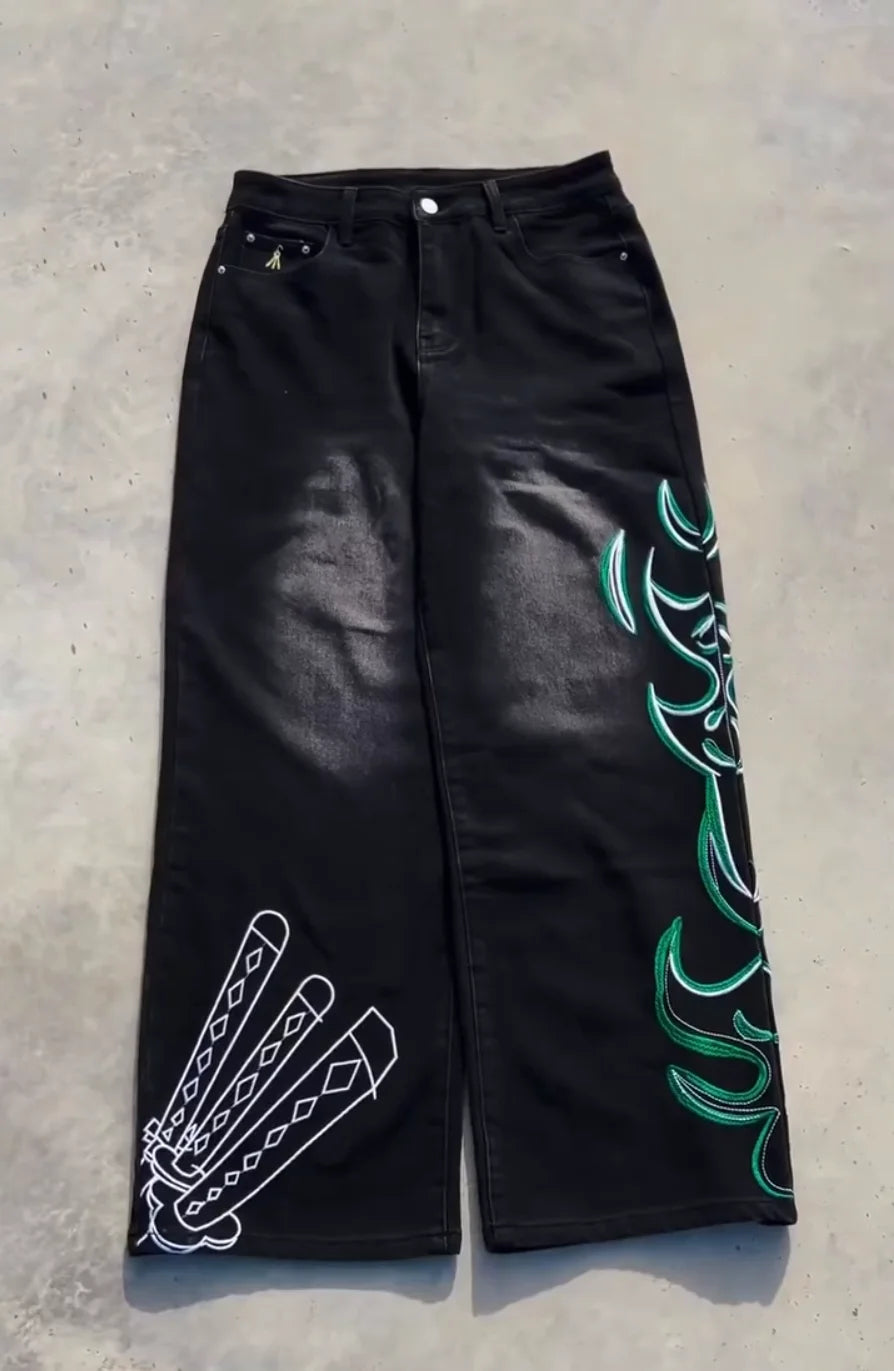 Anime One Piece "Zoro" Black Jeans